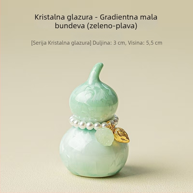 Kreativna keramička mini tikva s gradijentnom kristalnom glazurom, držač poklopca za čajnu ceremoniju i dekorativni dodatak