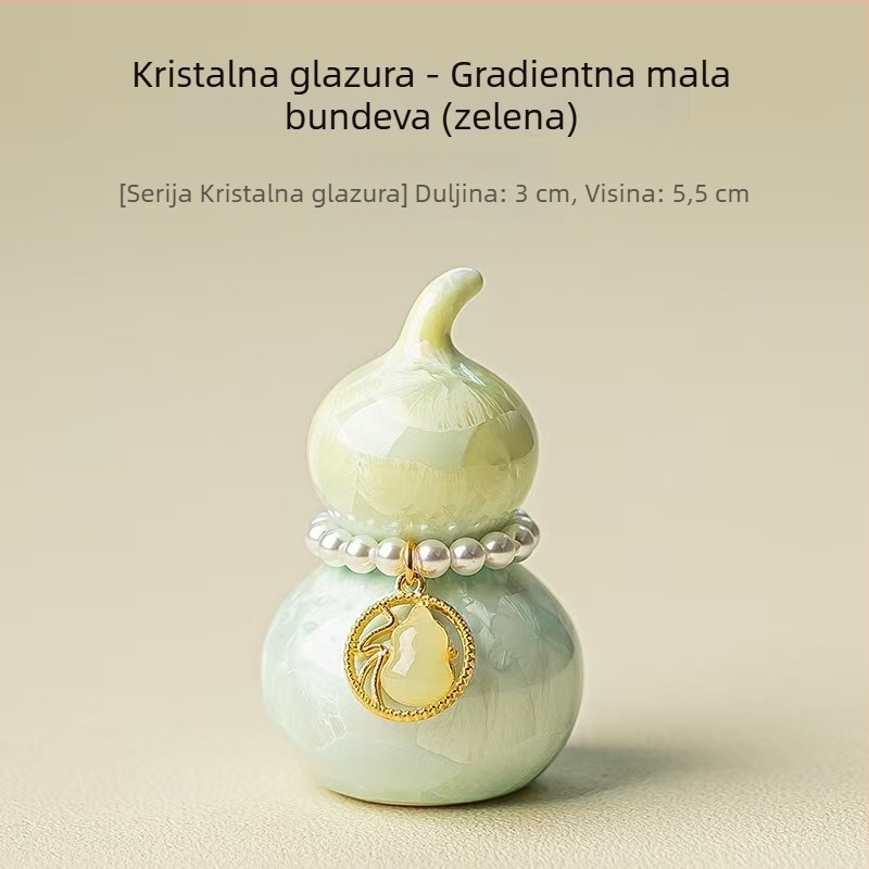 Kreativna keramička mini tikva s gradijentnom kristalnom glazurom, držač poklopca za čajnu ceremoniju i dekorativni dodatak