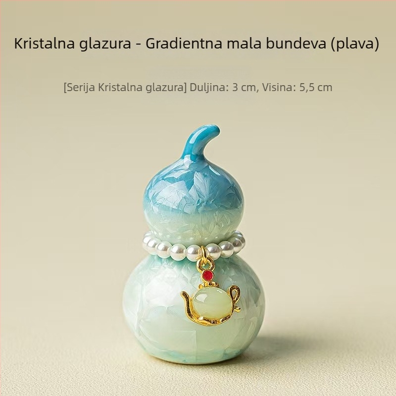 Kreativna keramička mini tikva s gradijentnom kristalnom glazurom, držač poklopca za čajnu ceremoniju i dekorativni dodatak