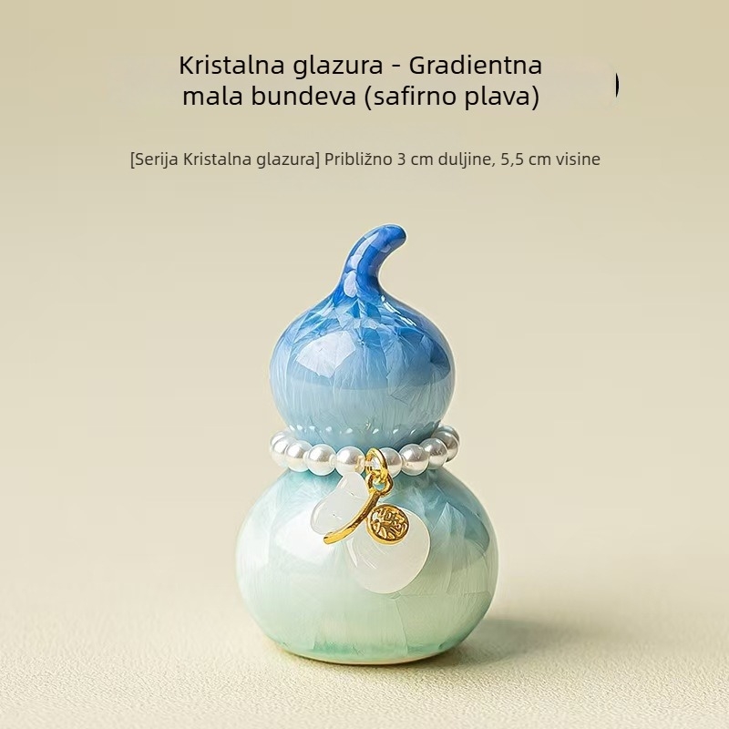 Kreativna keramička mini tikva s gradijentnom kristalnom glazurom, držač poklopca za čajnu ceremoniju i dekorativni dodatak