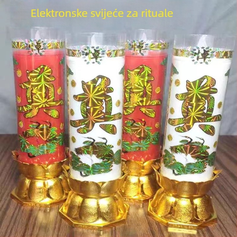 LED memorijalna svijeća u obliku srca, bez dima, baterijsko napajanje, za štovanje predaka