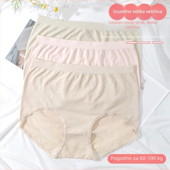 Ženske bešavne gaćice velikih veličina, visok struk, oblikovanje abdomena, prozračne, lagan ljetni model