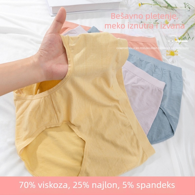 Ženske bešavne gaćice velikih veličina, visok struk, oblikovanje abdomena, prozračne, lagan ljetni model