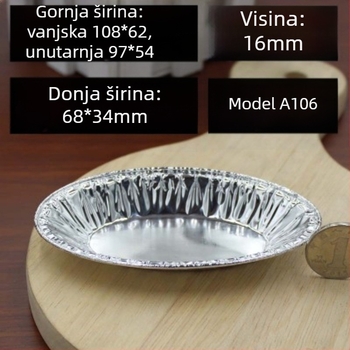 Jednokratna posuda za pečenje od aluminijske folije, ovalni pladanj za portugalske kremaste tartove i muffine