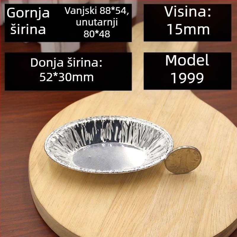 Jednokratna posuda za pečenje od aluminijske folije, ovalni pladanj za portugalske kremaste tartove i muffine