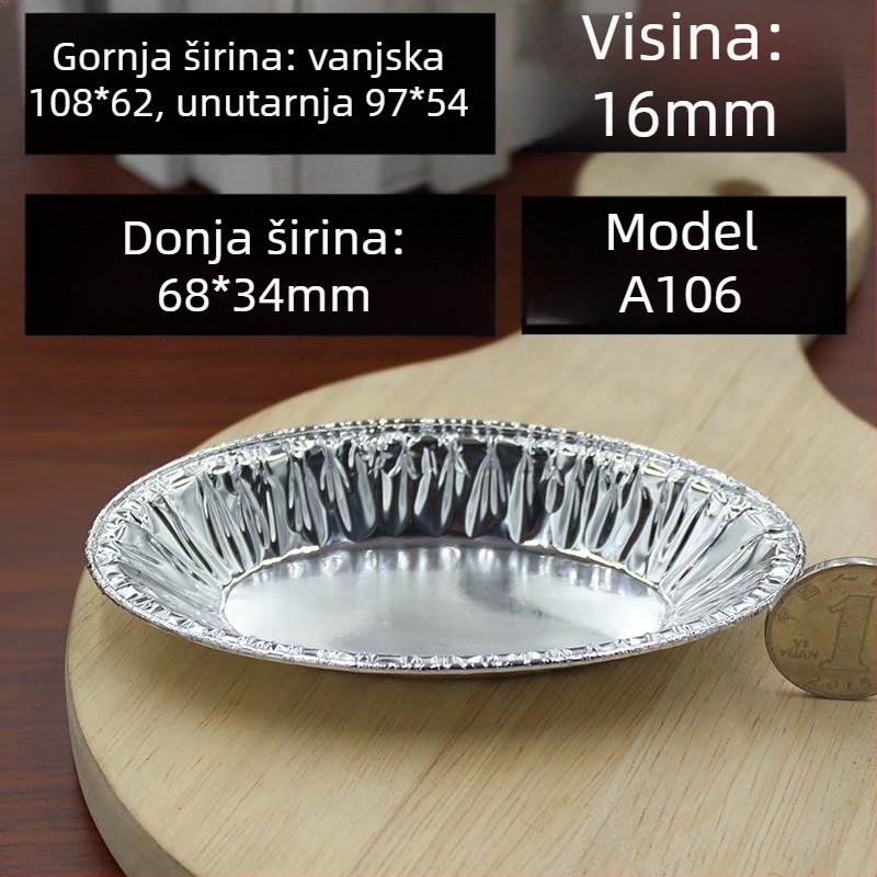 Jednokratna posuda za pečenje od aluminijske folije, ovalni pladanj za portugalske kremaste tartove i muffine