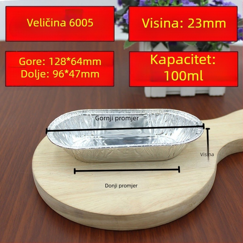 Jednokratna posuda za pečenje od aluminijske folije, ovalni pladanj za portugalske kremaste tartove i muffine