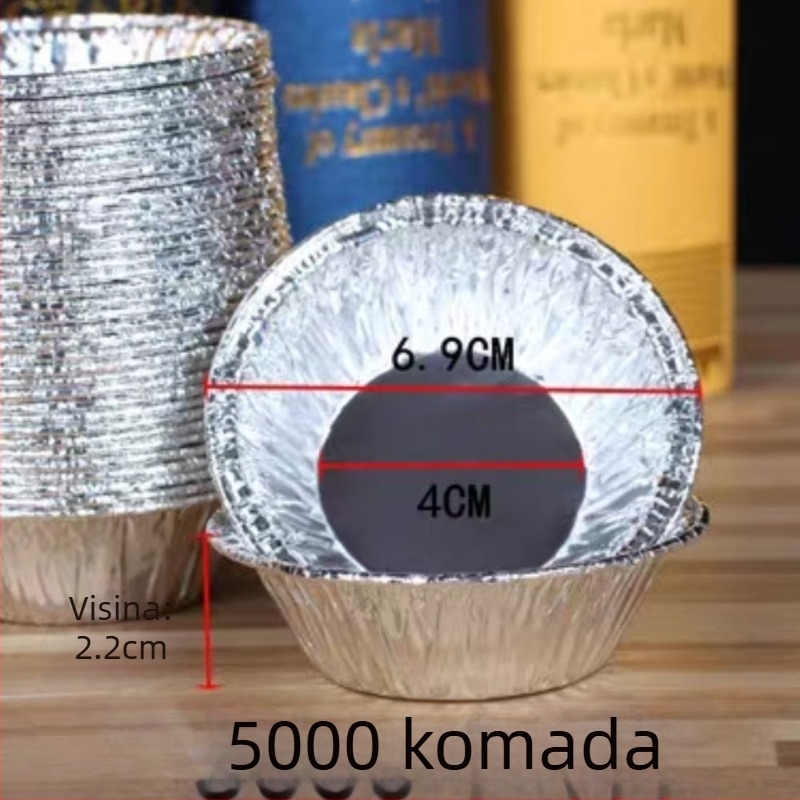 Jednokratna posuda za pečenje od aluminijske folije, ovalni pladanj za portugalske kremaste tartove i muffine