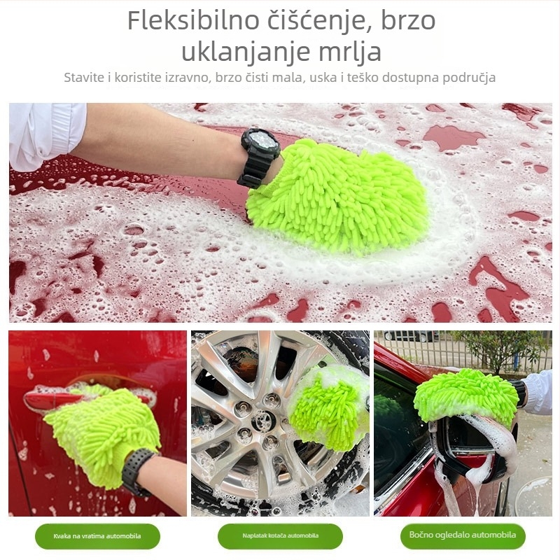 Rukavice za čišćenje automobila s dvostrano chenille krpom za pranje, nježno prema boji