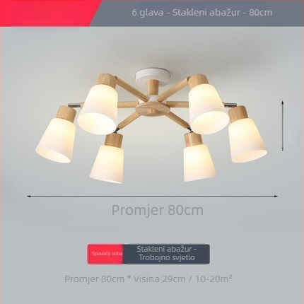 Nordijski stil stropna svjetiljka, jednostavan modern dizajn, drveno kućište i metalni abažur, pogodna za dnevni boravak, spavaću sobu i blagovaonicu.