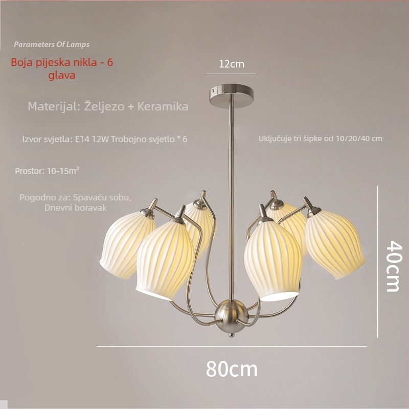 Moderni keramički viseći luster u francuskom stilu sa LED bone china, za dnevni boravak, blagovaonu i spavaću sobu
