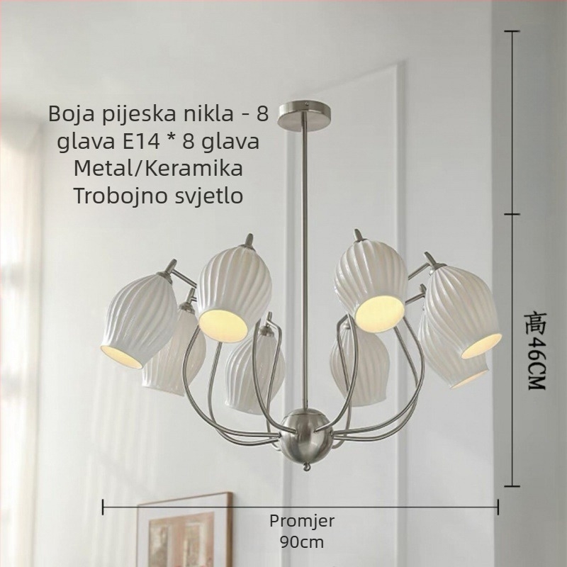 Moderni keramički viseći luster u francuskom stilu sa LED bone china, za dnevni boravak, blagovaonu i spavaću sobu