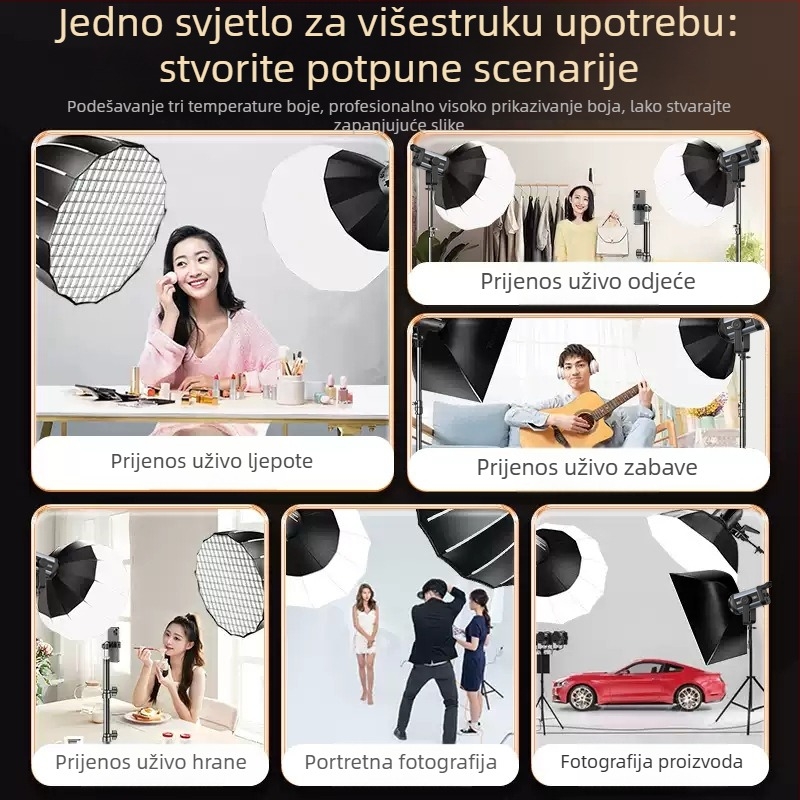 300W LED studijsko osvjetljenje s daljinskim upravljačem, tri temperature boje za prijenos uživo