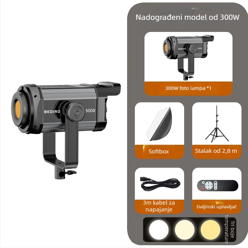 300W LED studijsko osvjetljenje s daljinskim upravljačem, tri temperature boje za prijenos uživo