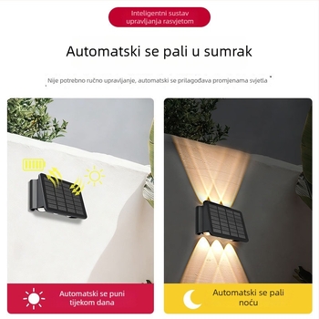 Solarna vanjska zidna svjetiljka s dvostrukom glavom, vodootporna za vanjsku upotrebu, osvjetljenje gore-dolje