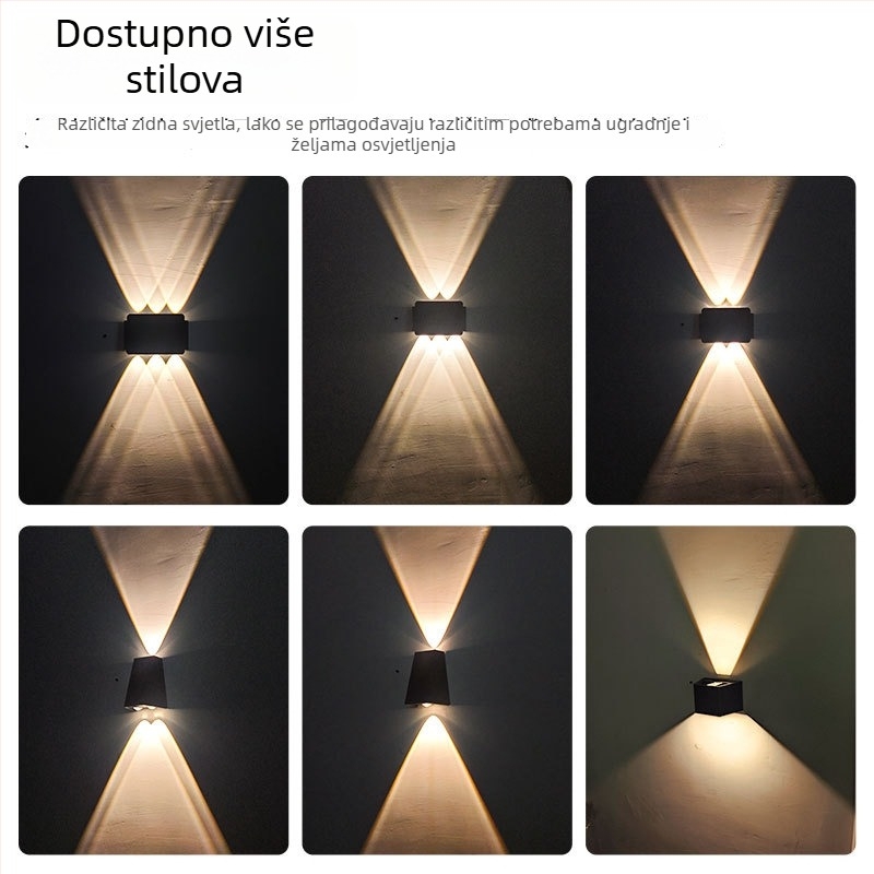 Solarna vanjska zidna svjetiljka s dvostrukom glavom, vodootporna za vanjsku upotrebu, osvjetljenje gore-dolje