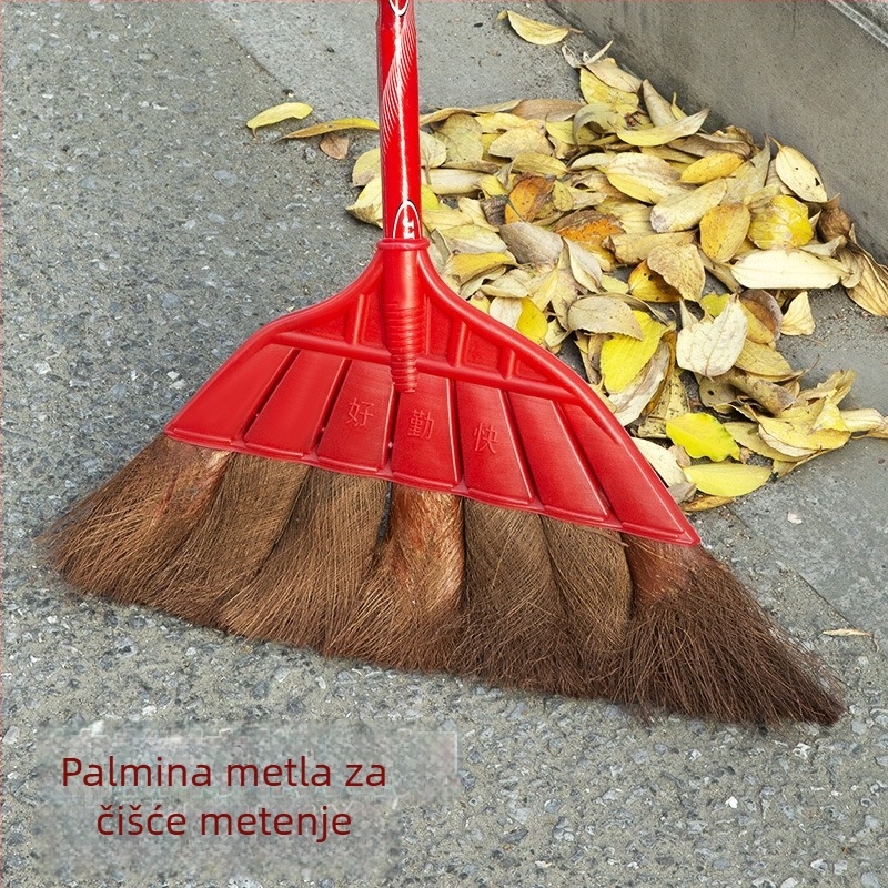 Tradicionalna metla od palme s dugim držačem za kućnu, vrt i vanjsku upotrebu, set metla i lopatica za prašinu