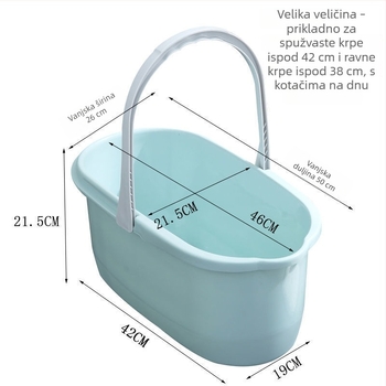 Pravokutna kanta za mop s jednom odjelu, ojačano tijelo, plastični stroj za cijeđenje, pamuk mop za čišćenje