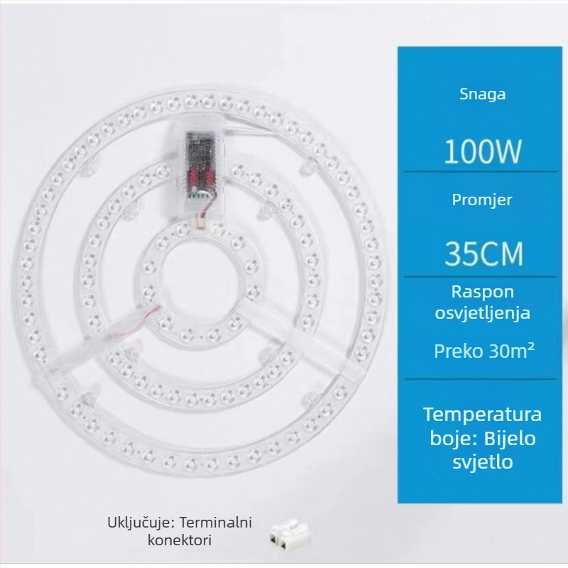 LED stropni modul za dnevni boravak, kružni oblik, zamjenski modul s magnetskim svjetlosnim trakama i disk lampom, energijski štedljiva žarulja