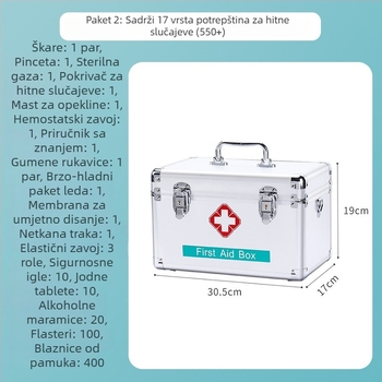 Aluminijska kutija za prvu pomoć s više pretinaca, prenosivo medicinsko skladište