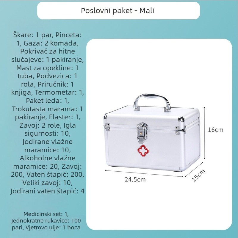 Aluminijska kutija za prvu pomoć s više pretinaca, prenosivo medicinsko skladište