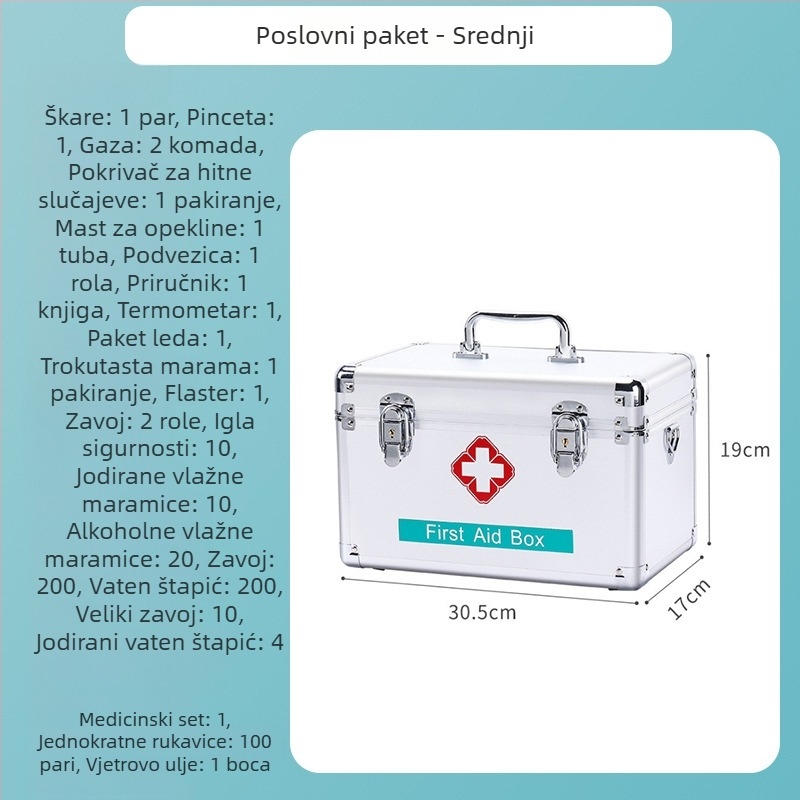 Aluminijska kutija za prvu pomoć s više pretinaca, prenosivo medicinsko skladište