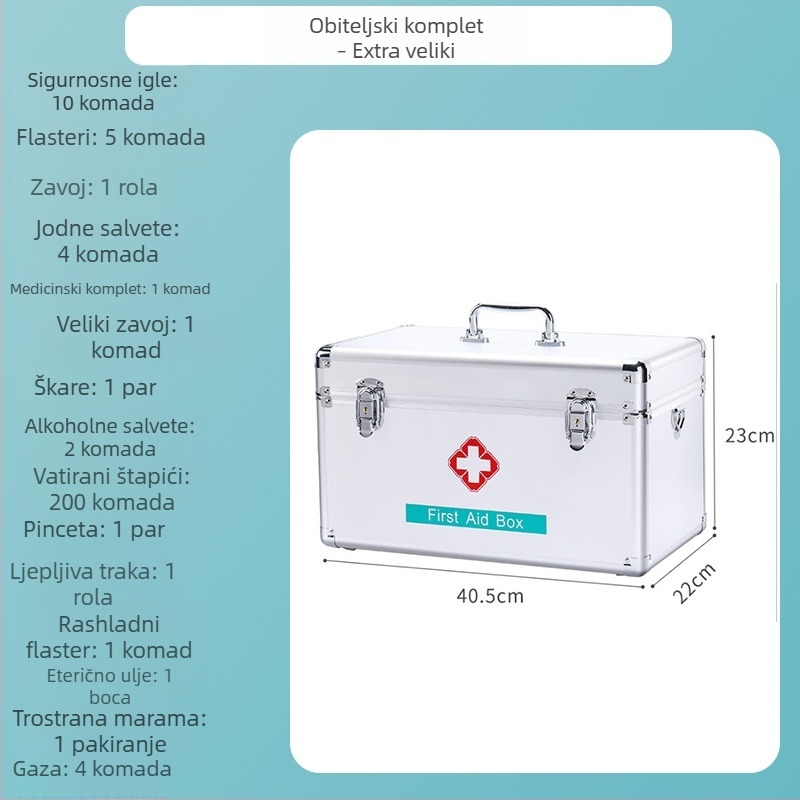 Aluminijska kutija za prvu pomoć s više pretinaca, prenosivo medicinsko skladište