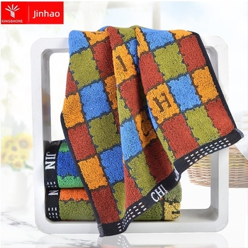 KING SHORE satenski ručnik za lice Jacquard, pamuk, tamno karirani uzorak, klasični model, Artikal 0150