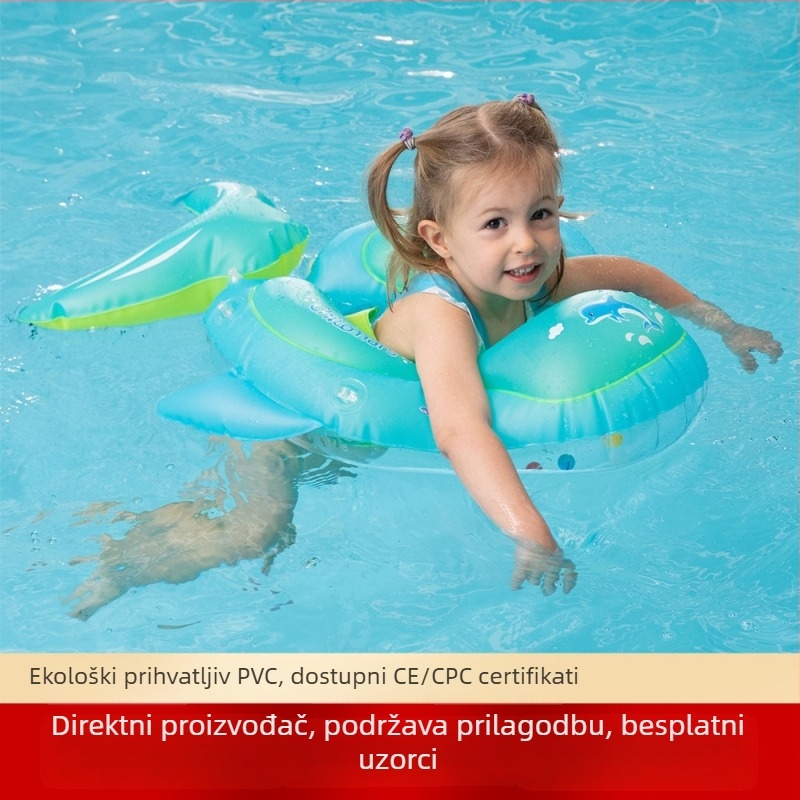 Dječji plivački prsten s dizajnom ajkule, ekološki PVC i protivkliznim džepom, za djecu od 0 do 3 godine