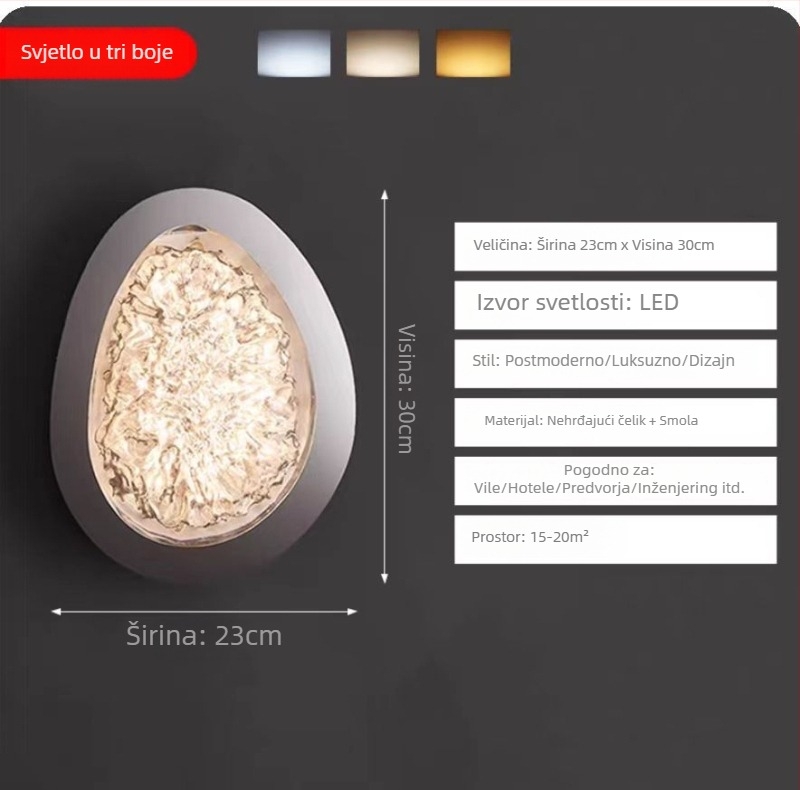 LED zidna lampa za spavaću sobu i dnevni boravak, moderni minimalistički skandinavski dizajn, sjenilo od smole, tijelo od nehrđajućeg čelika, 220V