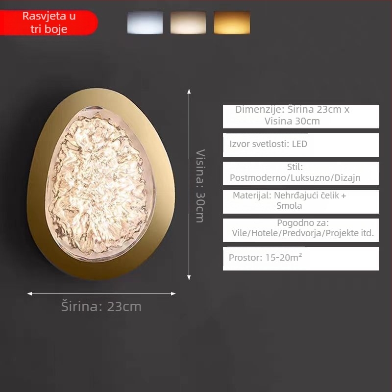 LED zidna lampa za spavaću sobu i dnevni boravak, moderni minimalistički skandinavski dizajn, sjenilo od smole, tijelo od nehrđajućeg čelika, 220V