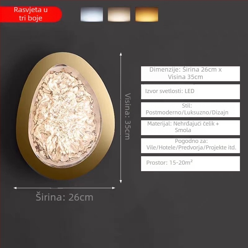 LED zidna lampa za spavaću sobu i dnevni boravak, moderni minimalistički skandinavski dizajn, sjenilo od smole, tijelo od nehrđajućeg čelika, 220V