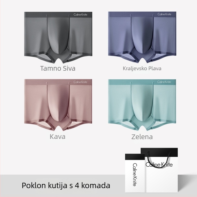 CalineKnife muške bokserice od ice silk, bezšivne, prozračne, antibakterijske, 7A, u poklon kutiji