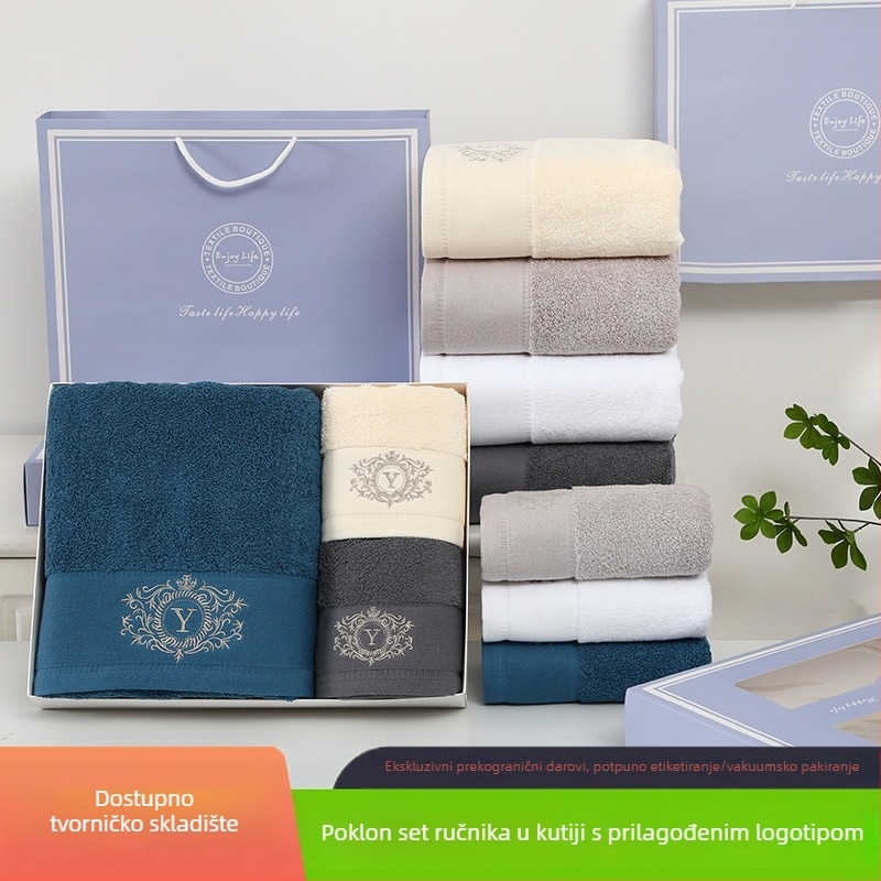 Set ručnika od 100% pamuka u kutiji za poklon, 3 komada, ručnici za kupaonicu, prilagodljivi, luksuzni suvenir ručnici