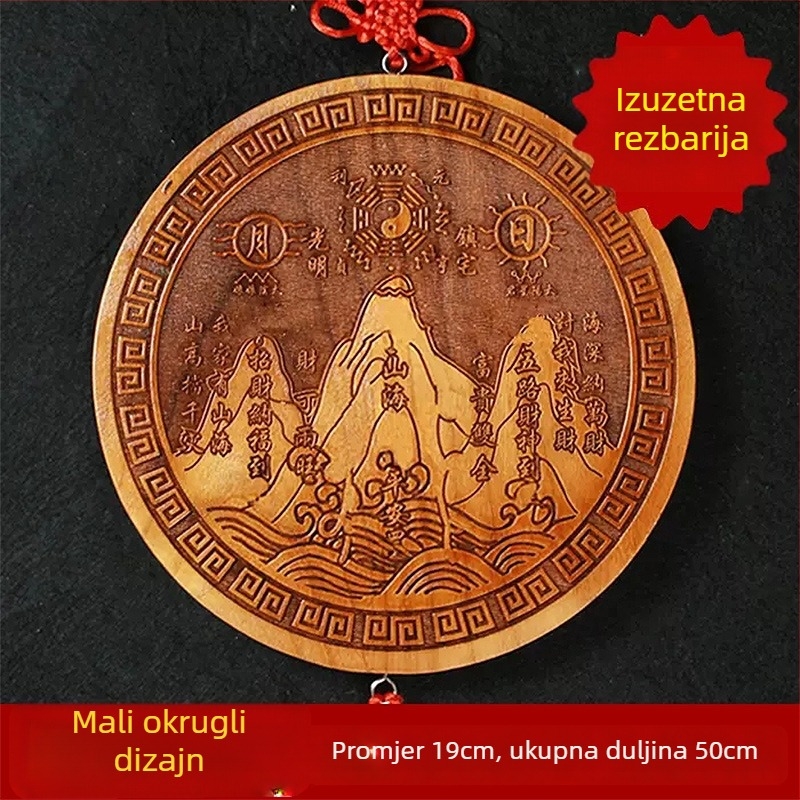 Viseća ukrasna figura od breskvinog drveta, ručna rezbarija, kineski čvor, unutarnja dekoracija