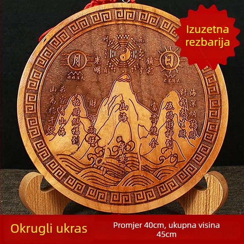 Viseća ukrasna figura od breskvinog drveta, ručna rezbarija, kineski čvor, unutarnja dekoracija