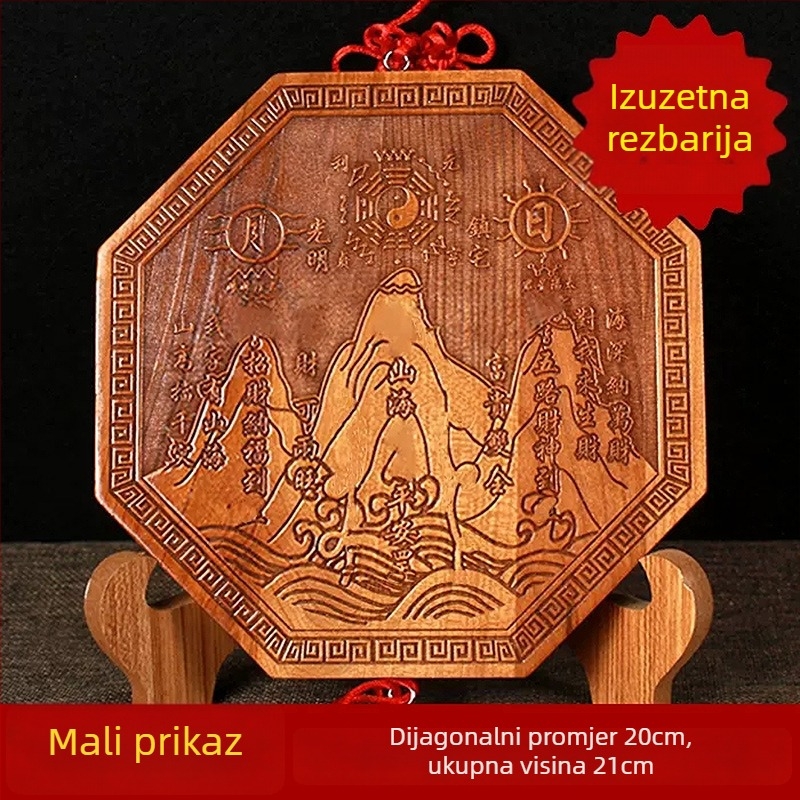Viseća ukrasna figura od breskvinog drveta, ručna rezbarija, kineski čvor, unutarnja dekoracija