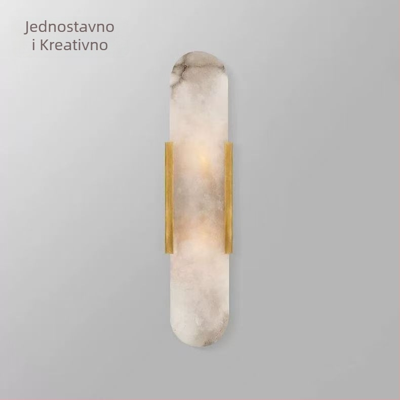Zidna lampa od čitavog bakra s mramornim završetkom, nordijski stil, postmoderni dizajn, minimalistička noćna lampa za spavaću sobu i hodnik