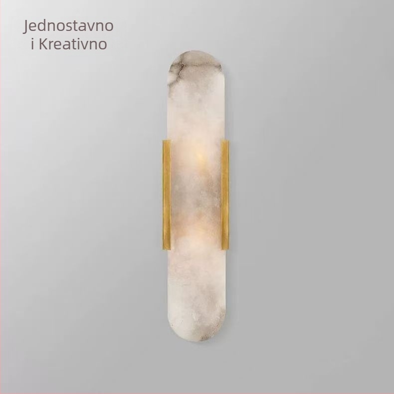 Zidna lampa od čitavog bakra s mramornim završetkom, nordijski stil, postmoderni dizajn, minimalistička noćna lampa za spavaću sobu i hodnik
