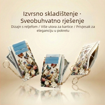 Ženski novčanik od PU kože sa zatvaračem, životinjski uzorak, UV otisak, mini pretinci za kartice, mini novčanik s kovancima, urbani minimalistički stil, Tidal Style