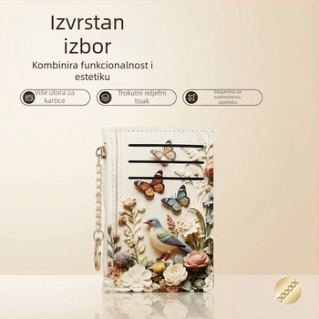 Ženski novčanik od PU kože sa zatvaračem, životinjski uzorak, UV otisak, mini pretinci za kartice, mini novčanik s kovancima, urbani minimalistički stil, Tidal Style
