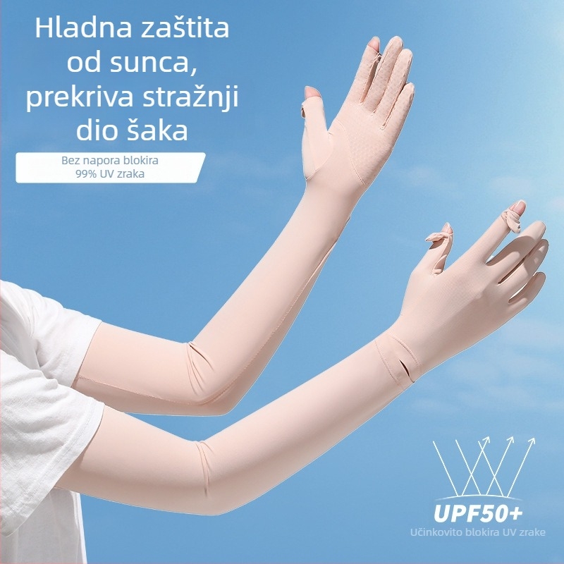 Ženski rukavi za zaštitu od sunca – tanki rukavi od ledenog svile, UV zaštita, za vožnju i biciklizam u proljeće i ljeto