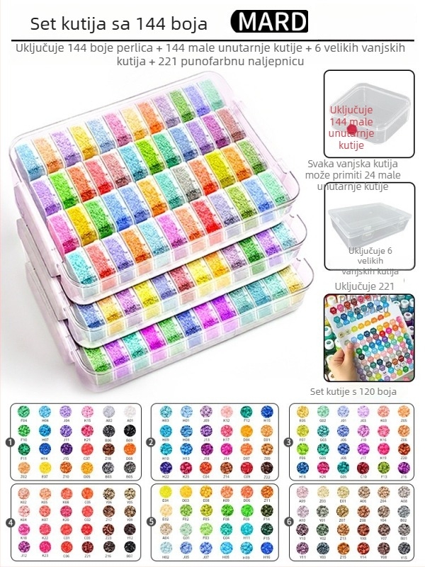 Set materijala za perle 2,6 mm s kutijom za pohranu – Coco-stil Fusion perle