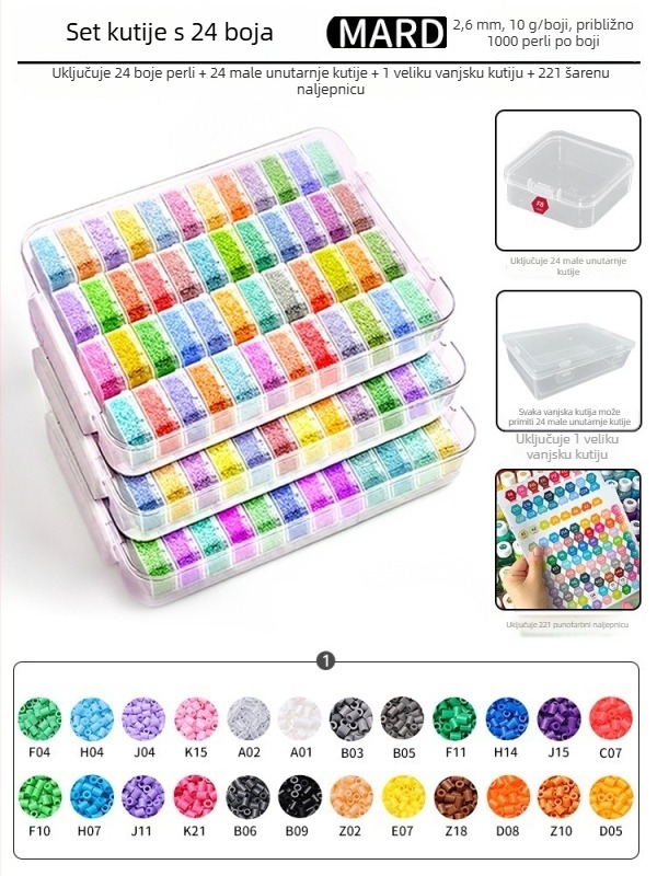 Set materijala za perle 2,6 mm s kutijom za pohranu – Coco-stil Fusion perle