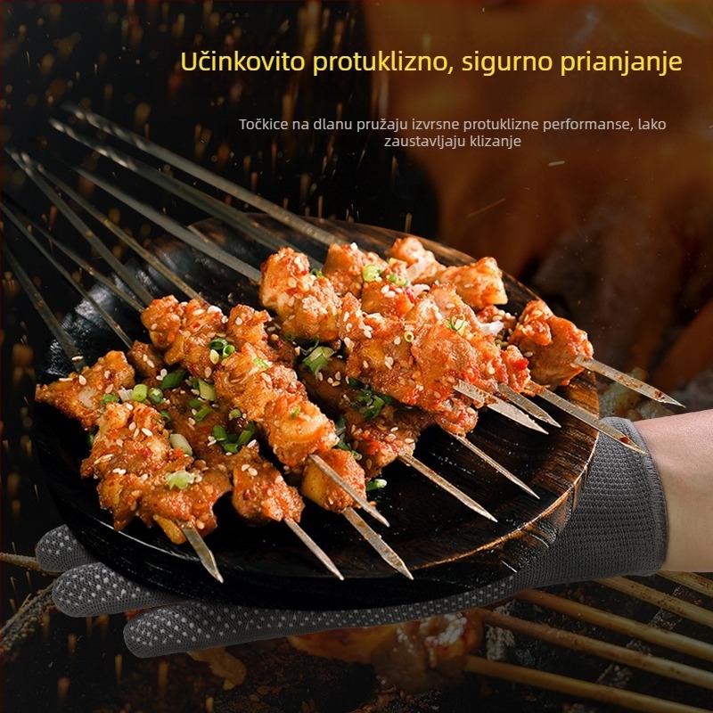 Fanghua rukavice za roštilj, otporne na opekline, otporne na masne prskanje, za kuhinju, pogodne za roštiljanje na ražnje, začinjavanje i pečenje, lagane, s pet prstiju
