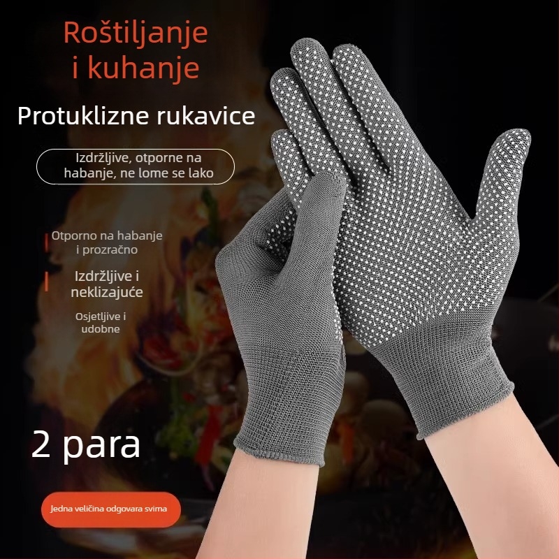 Fanghua rukavice za roštilj, otporne na opekline, otporne na masne prskanje, za kuhinju, pogodne za roštiljanje na ražnje, začinjavanje i pečenje, lagane, s pet prstiju