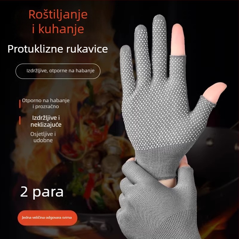 Fanghua rukavice za roštilj, otporne na opekline, otporne na masne prskanje, za kuhinju, pogodne za roštiljanje na ražnje, začinjavanje i pečenje, lagane, s pet prstiju
