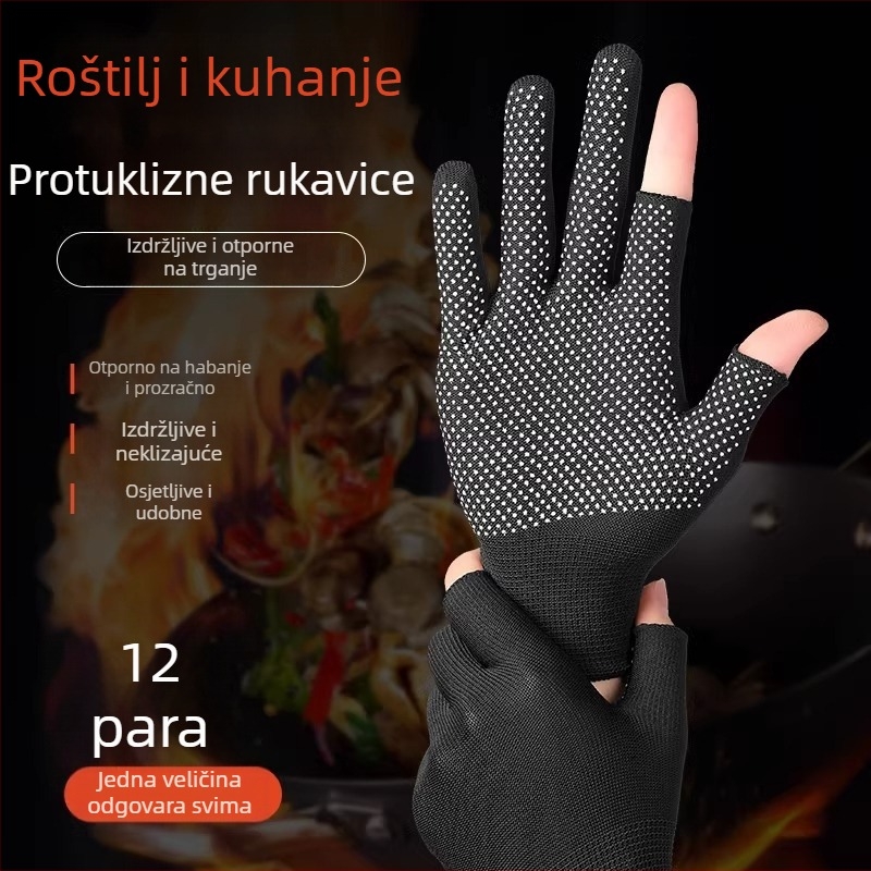Fanghua rukavice za roštilj, otporne na opekline, otporne na masne prskanje, za kuhinju, pogodne za roštiljanje na ražnje, začinjavanje i pečenje, lagane, s pet prstiju