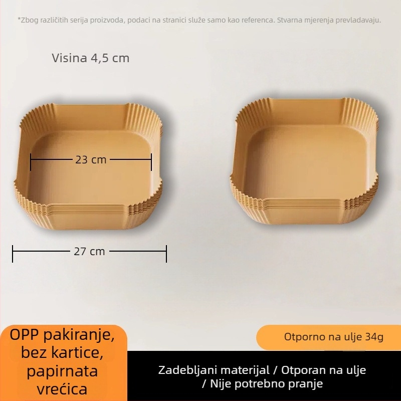 Papir za fritezu na zrak, kružni, debeli, dvostrano upijajući masnoću, za kućno pečenje