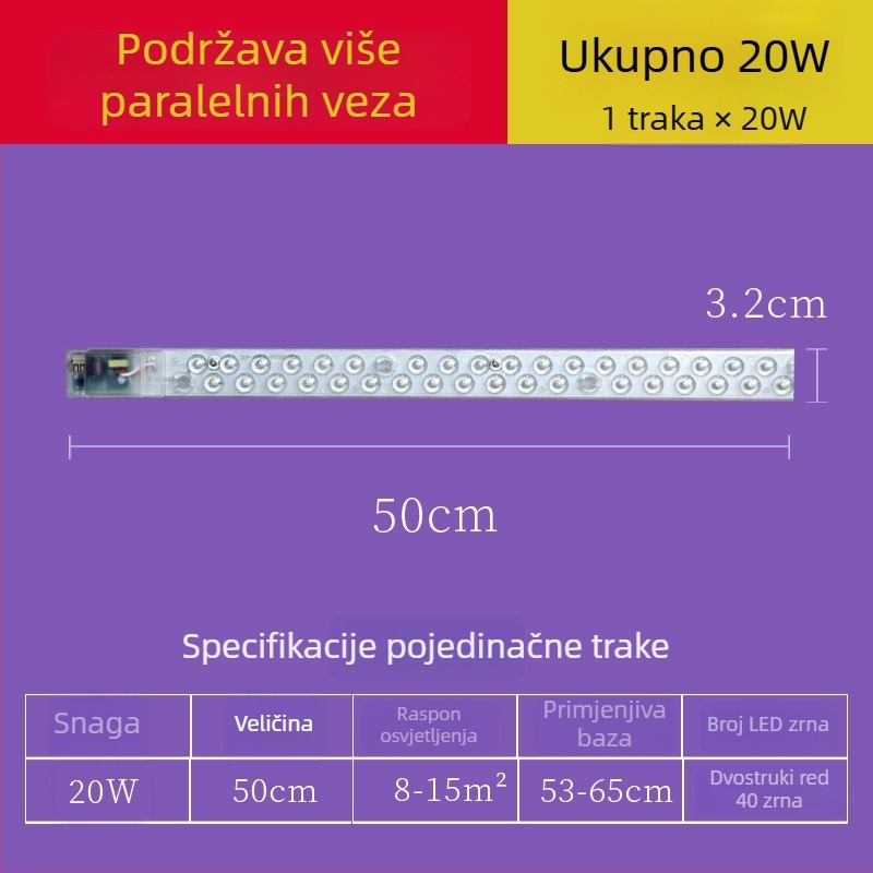 Integrirani LED modul dugog svjetlosnog izvora za dnevni boravak – zamjenska pločica svjetla i LED traka